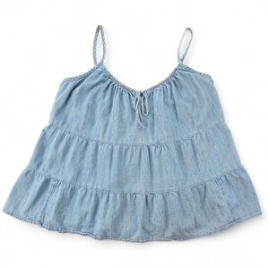 Old Navy Chambray Tiered Tank Top 2X | Cottagecore Denim Cami